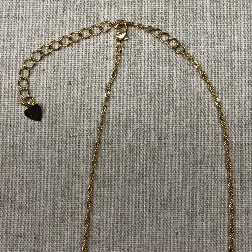 Red Rhinestone Gold Heart Necklace - Picture 4 of 6